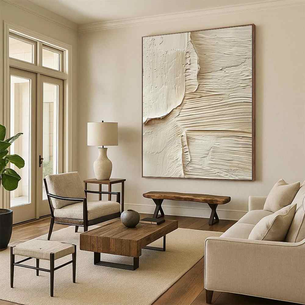 Beige Textured Abstract Canvas Artwork 4OH4V wall art